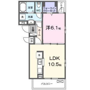 1LDK 間取り図