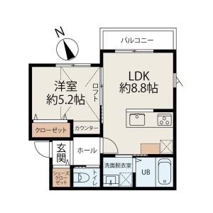 1DK 間取り図