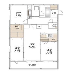 2LDK 間取り図