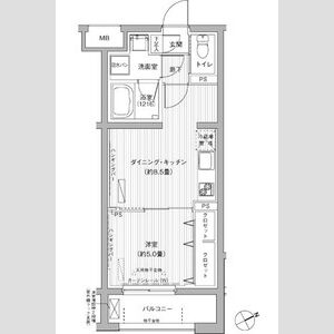 1DK 間取り図