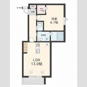 1LDK 間取り図
