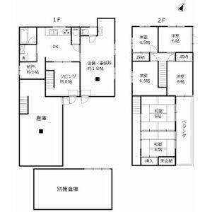 六軒屋町西　住居付き貸店舗倉庫 号室 間取り図