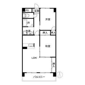ロイヤルヒルズ山代参番館 2B号室 間取り図