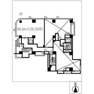御園糸ビル 3階F号室 間取り図