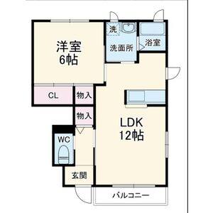 アドール一宮A棟B棟 A202c号室 間取り図