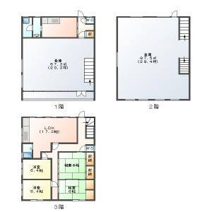 グランアット岩田坂(・2階倉庫、3階住居) 間取り図