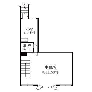 スリーライクビル　2F　貸事務所 1号室 間取り図
