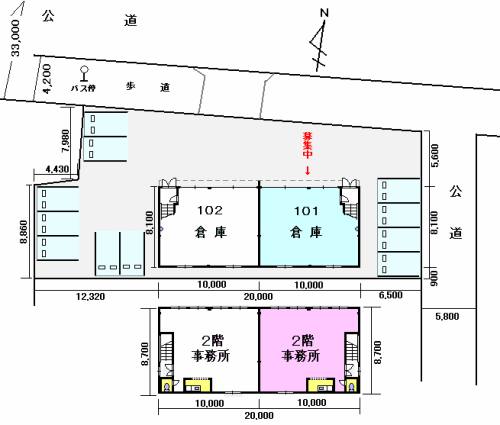 万場２丁目倉庫付事務所Ｂ 間取り図