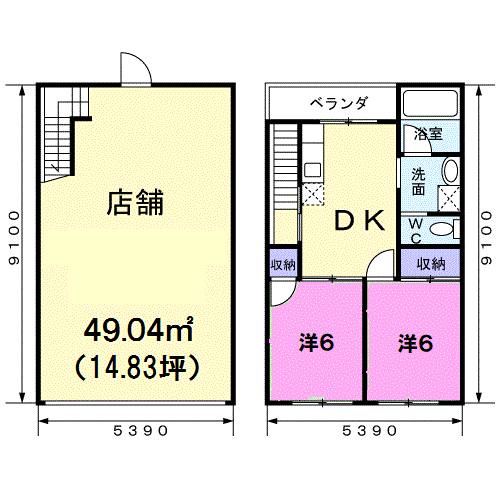 西幸町字幸３８住居付店舗 間取り図