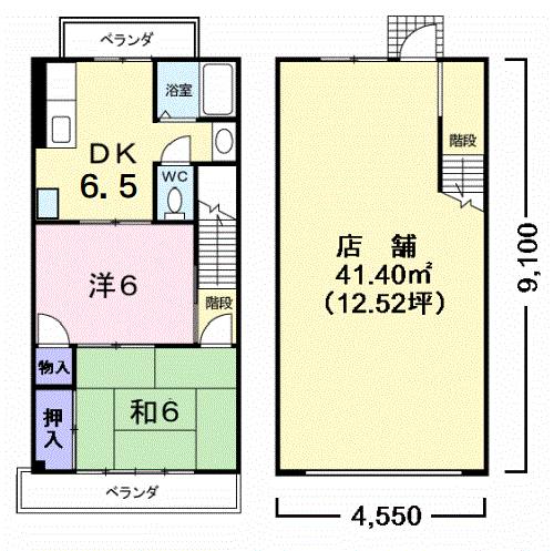 牟呂外神町２０住居付店舗 間取り図